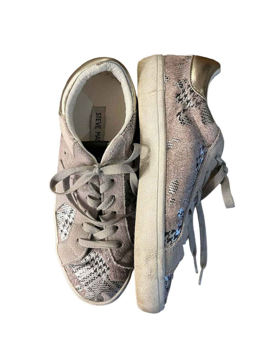 Steve Madden Womens Claris Star Court Sneaker reptile snake 8.5